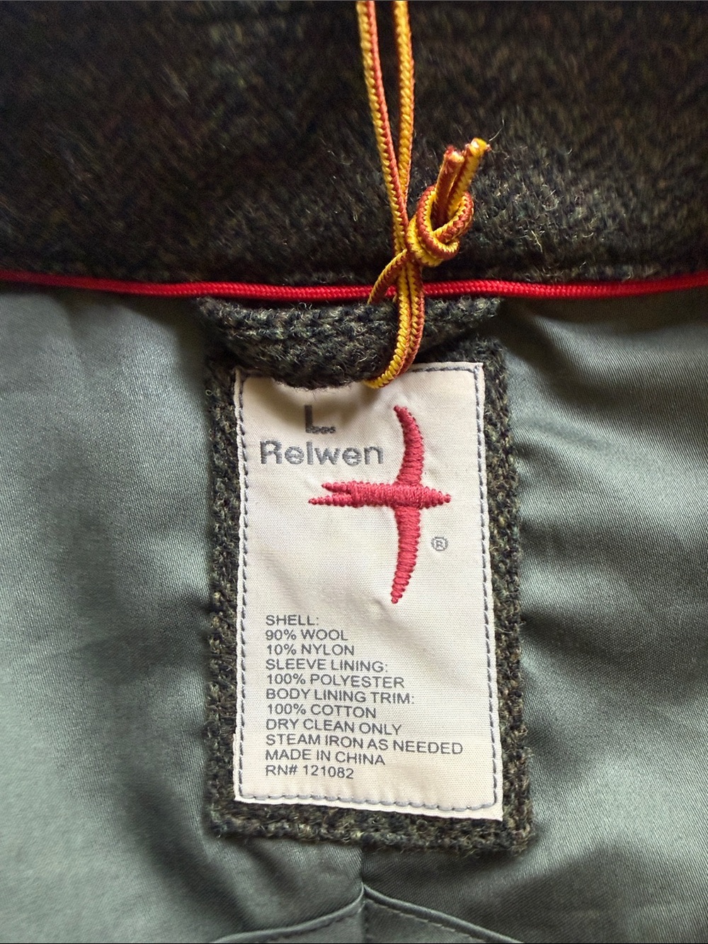 Relwen Men's Olive/Black Herringbone Heritage Trap Blazer - Picture 3 of 3